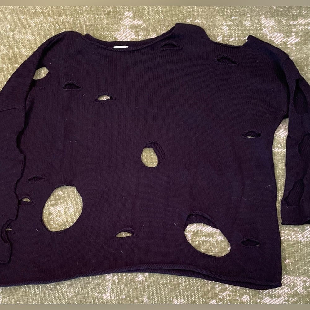 Planet by Lauren G “Holey” Sweater Black L / XL